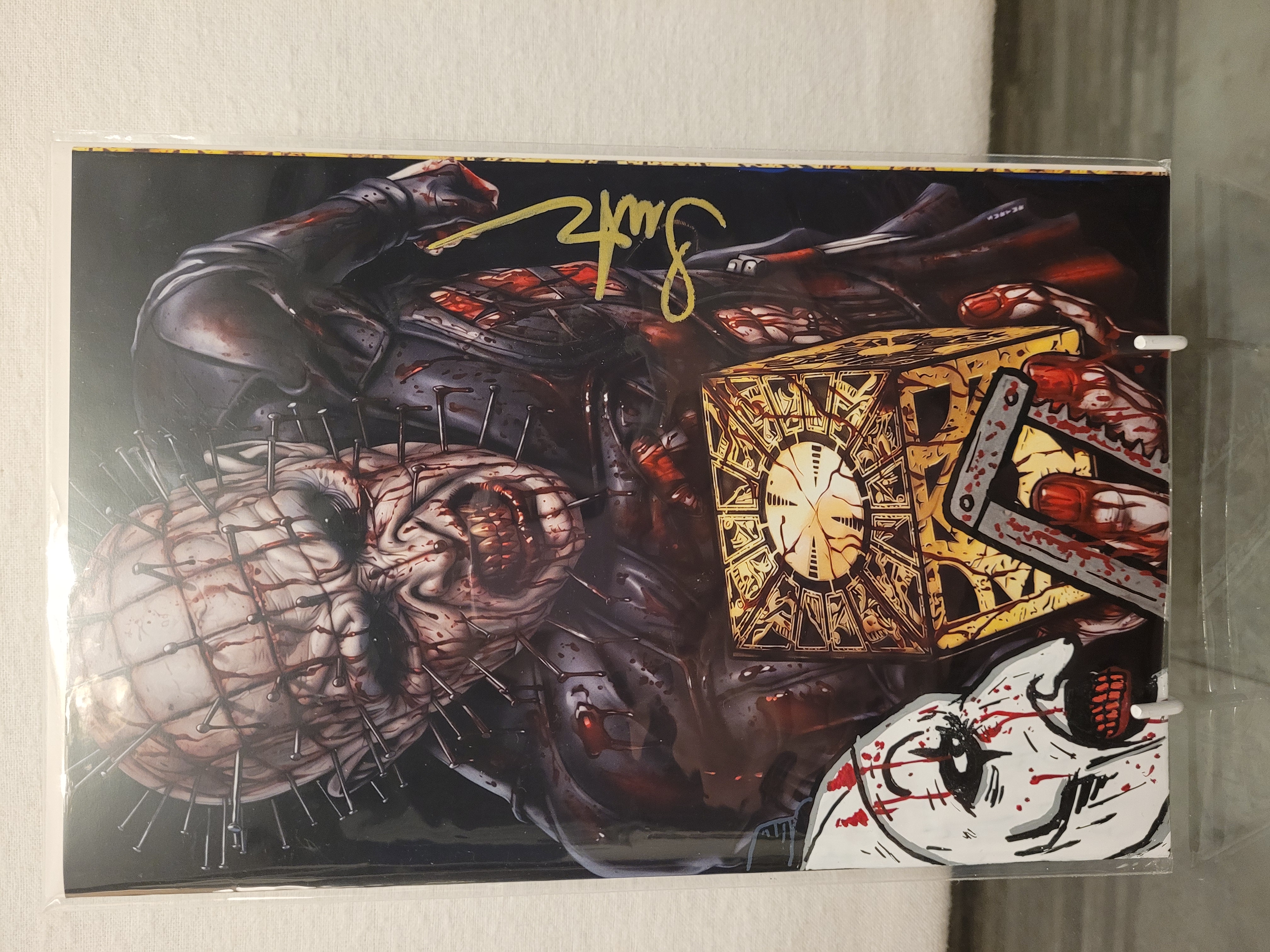Fright Weaver Hellraiser Exclusive Pinhead Bloody Remarked (Art the clown) and Signed by Surtur W/COA embossed