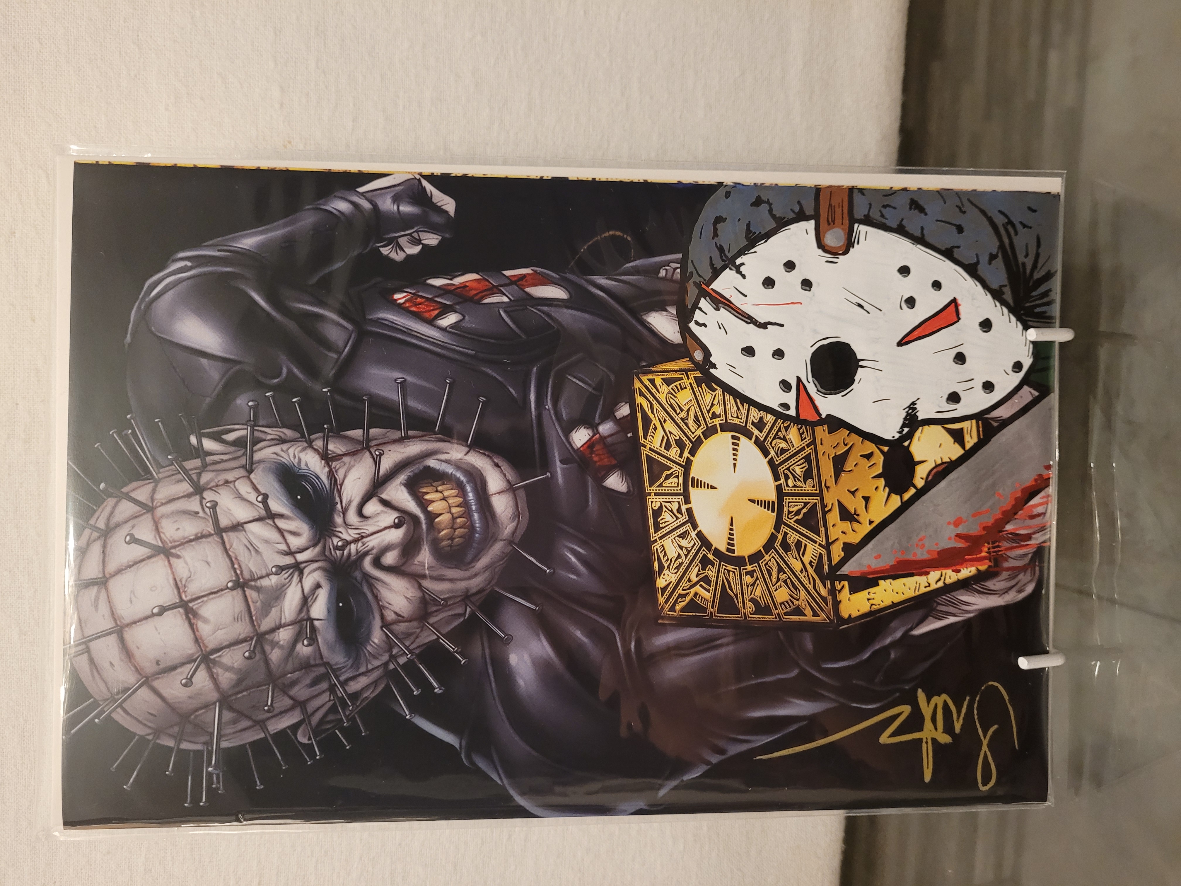 Weaver Hellraiser Exclusive Pinhead Black Background Remarked (Jason) and Signed by Surtur W/COA embossed