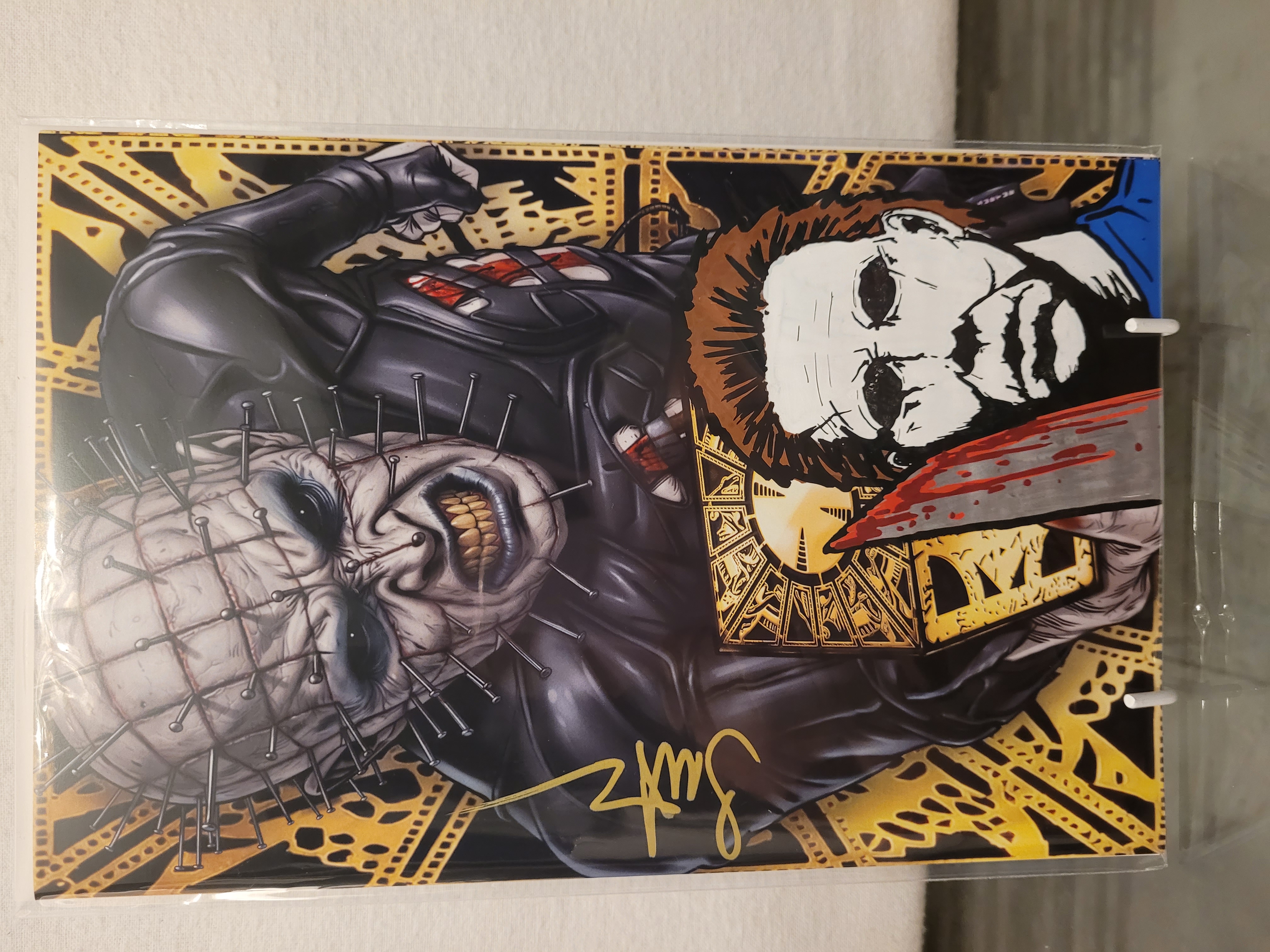 Weaver Hellraiser Exclusive Pinhead Cube Background Remarked (Michael Myers) and Signed by Surtur W/COA embossed