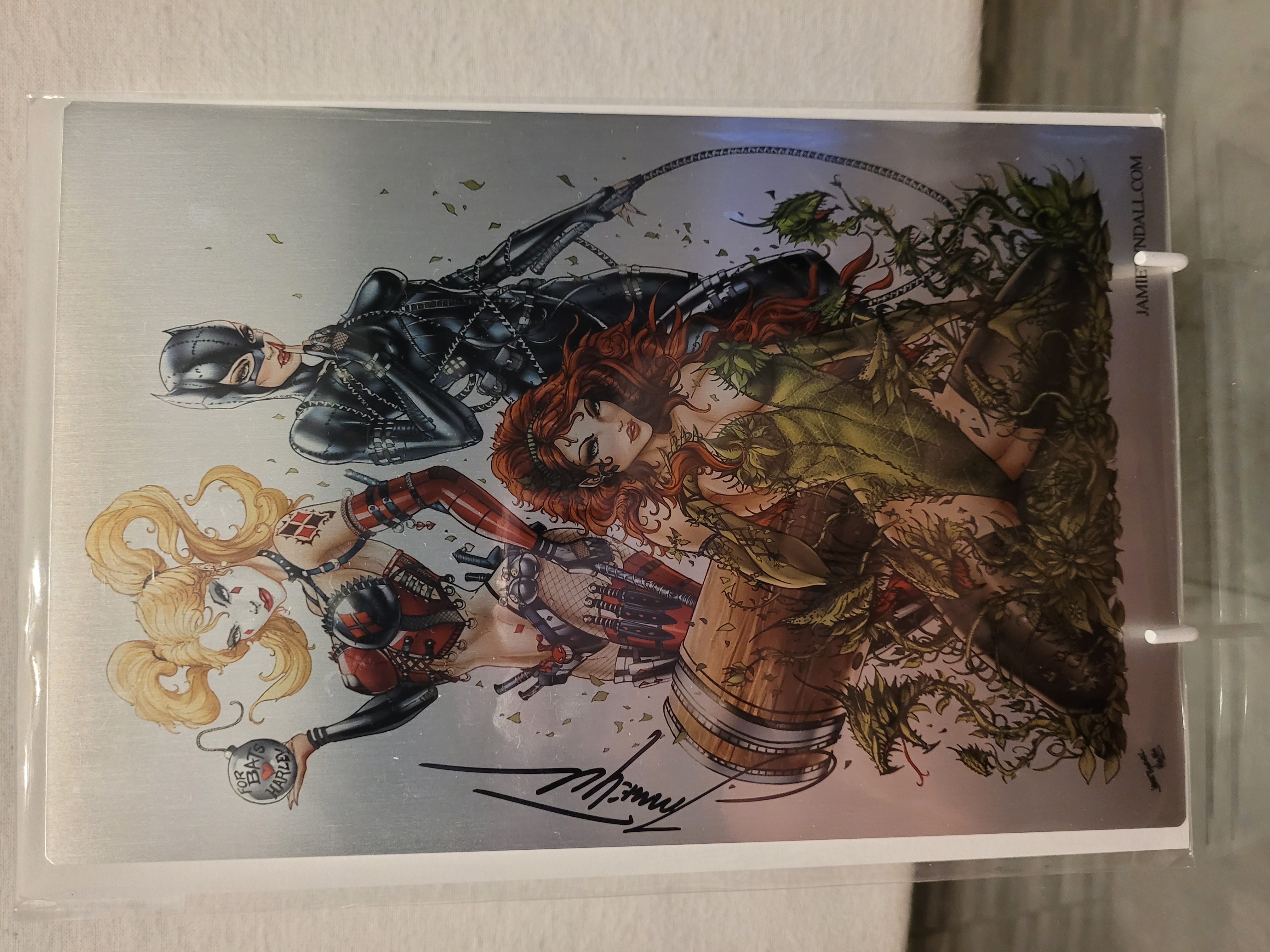 For Bats Harley, Catwoman, Poison Ivy METAL PRINT Signed by Jamie Tydall W/COA