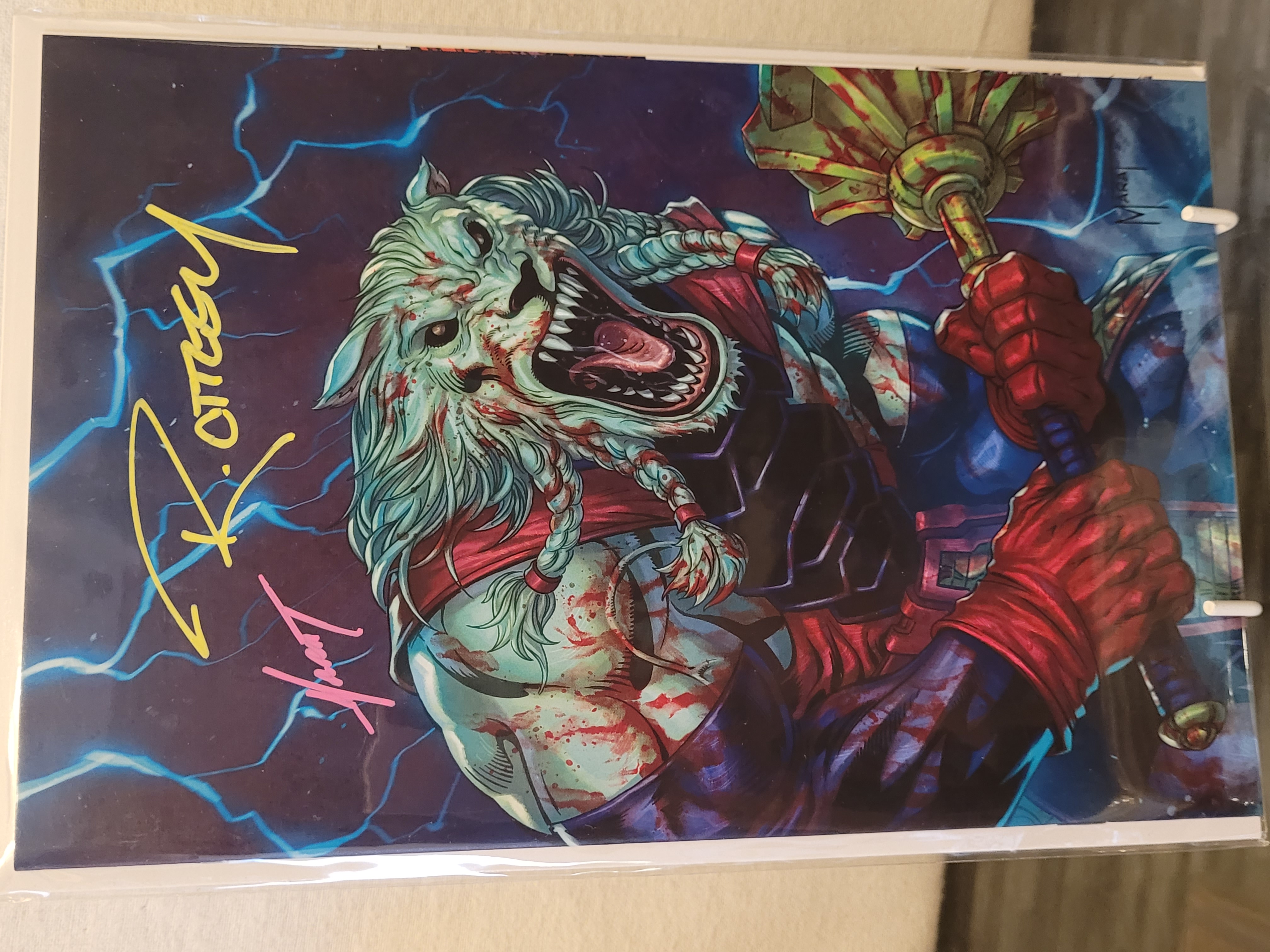 battle beast #6 virgin exclusive x2 signed marat & ryan ottley w/coa