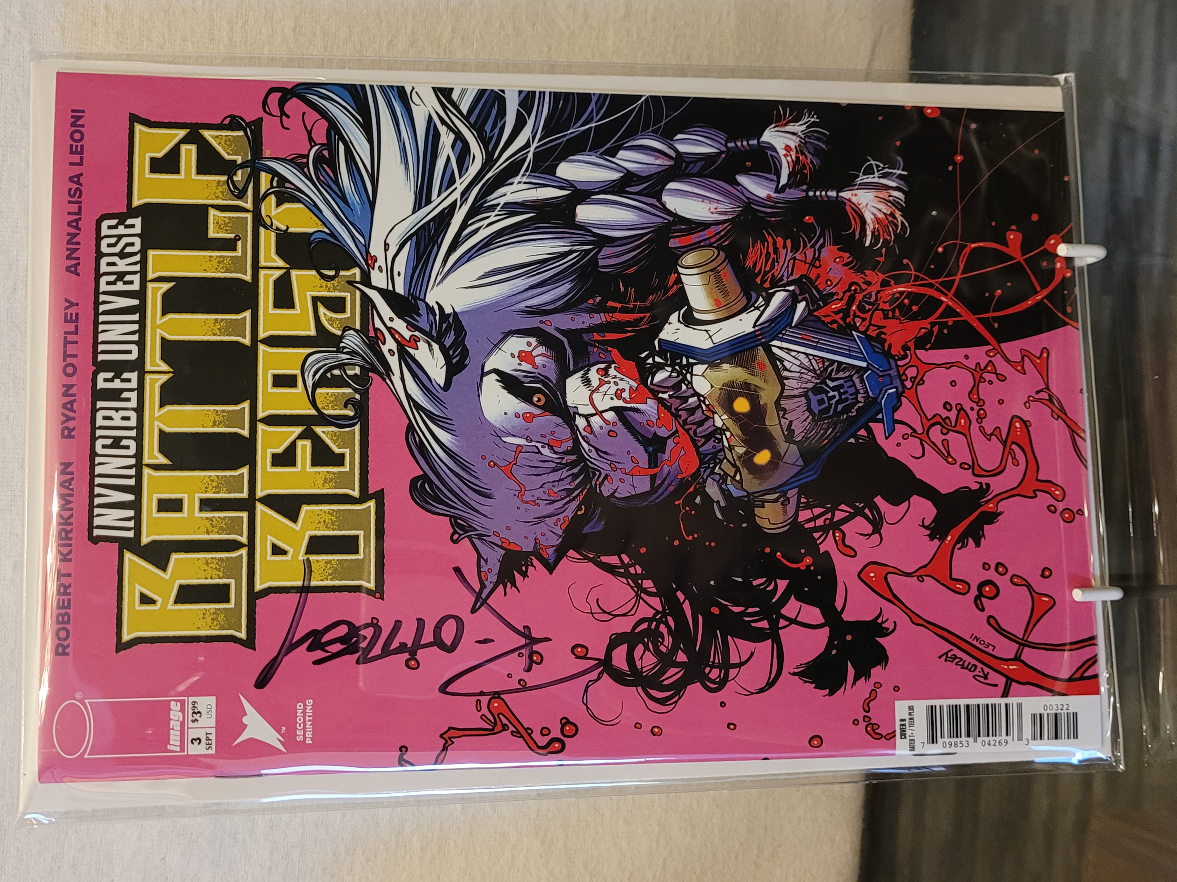 invincible universe battle beast #3 second printing signed ryan ottley w/coa