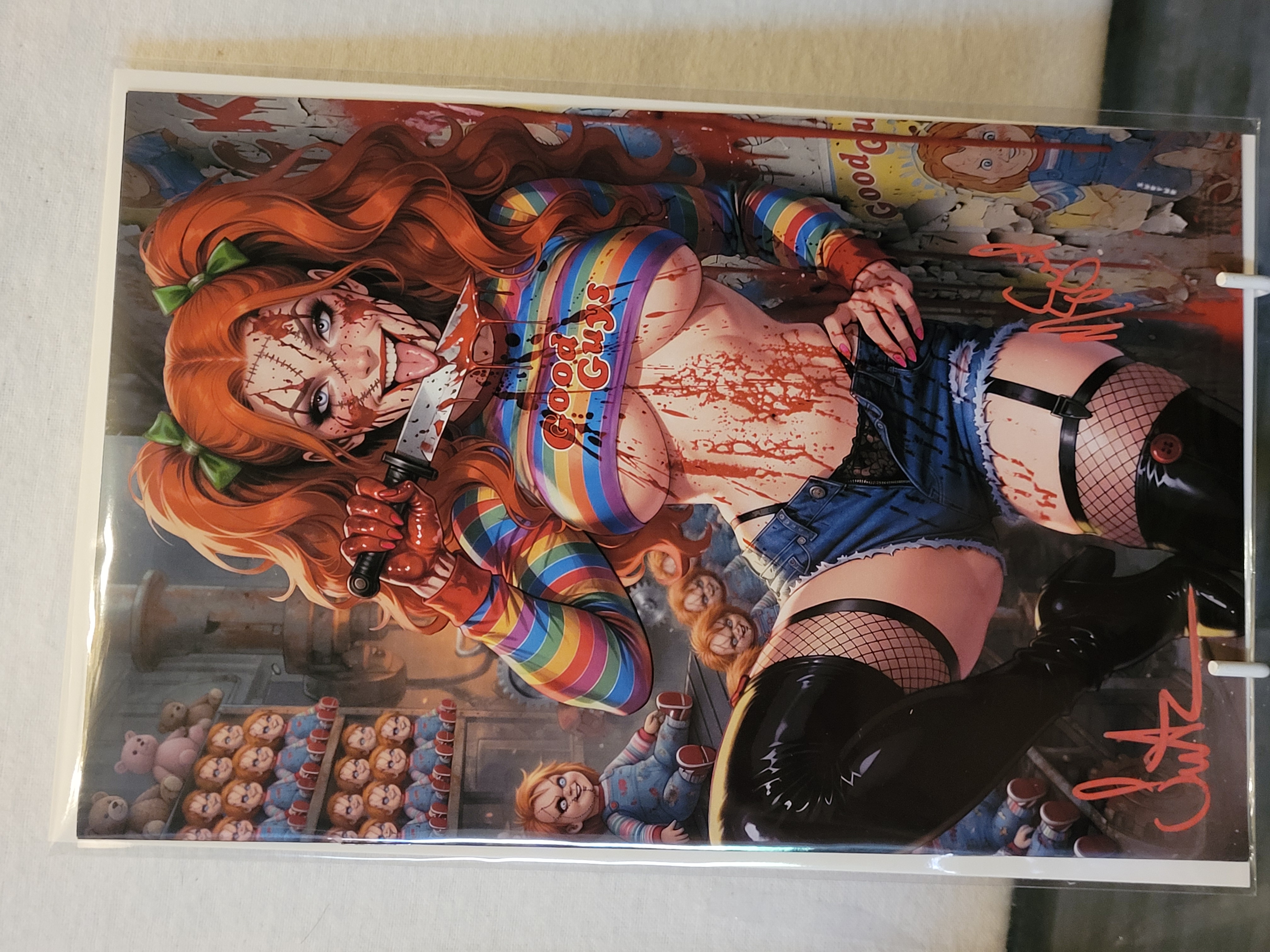 chucky girl bloody x2 signed w/coa