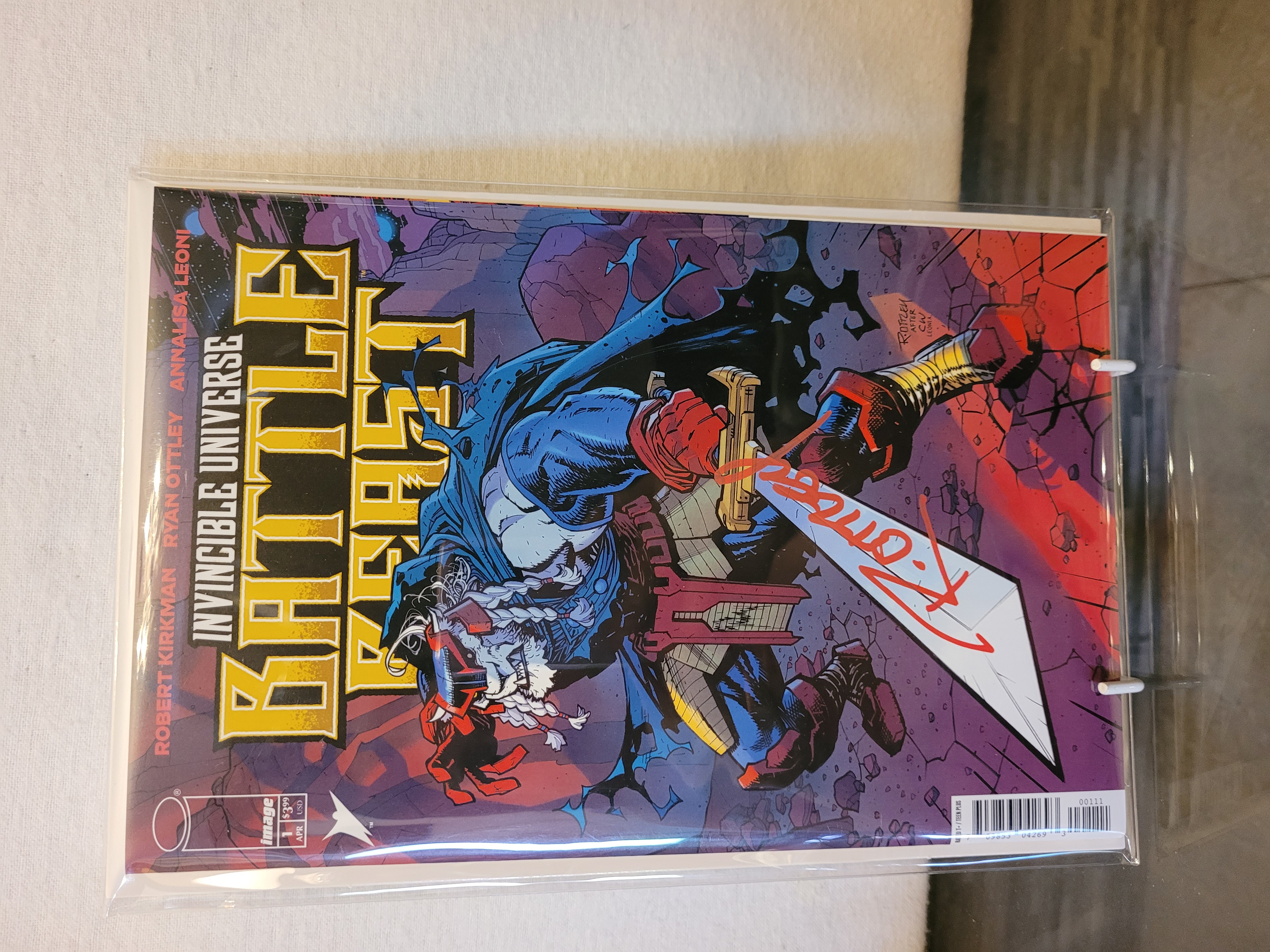 invincible universe battle beast #1 signed ryan ottley w/coa
