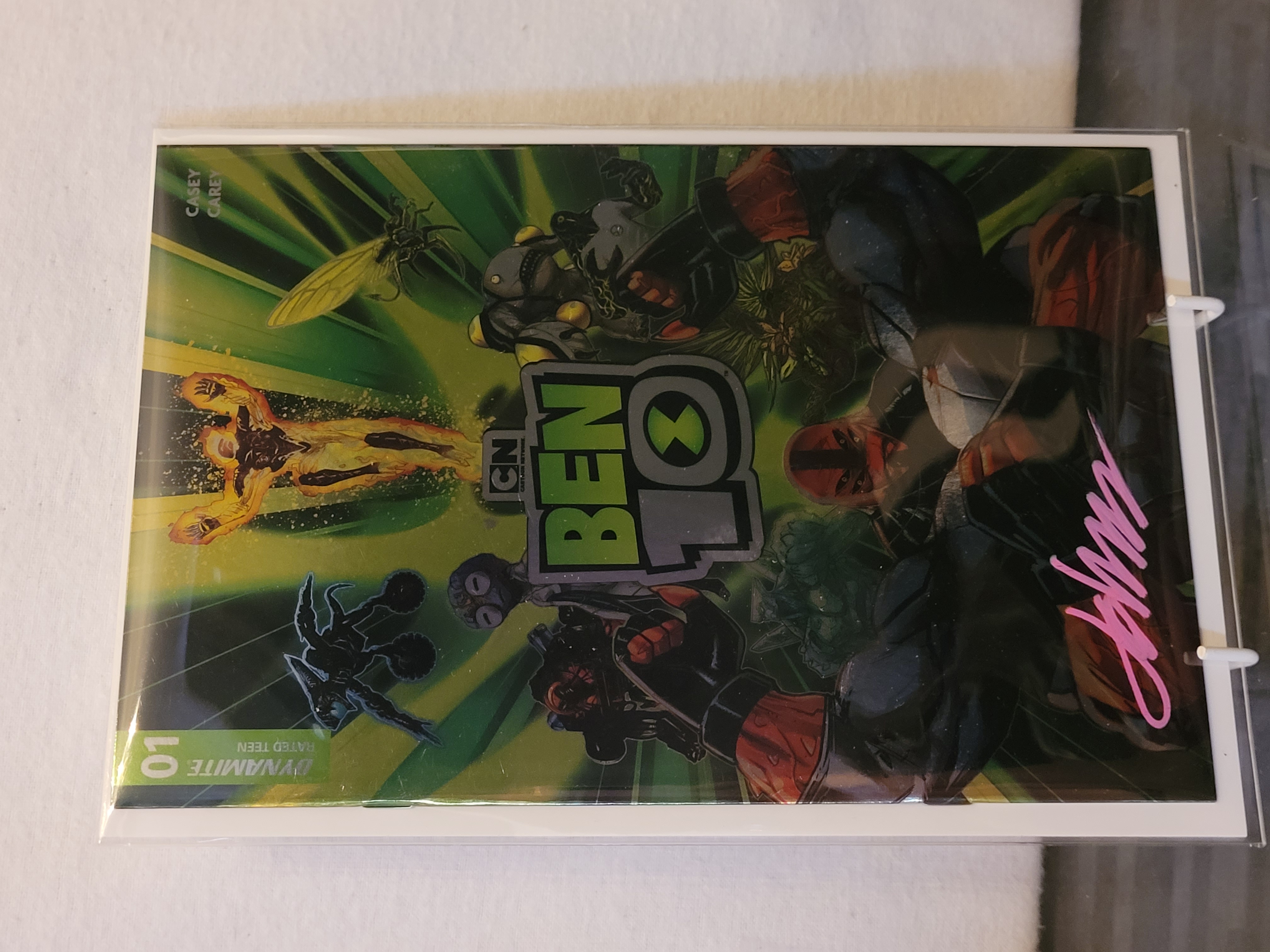 ben 10 foil #1 signed dave johnson w/coa
