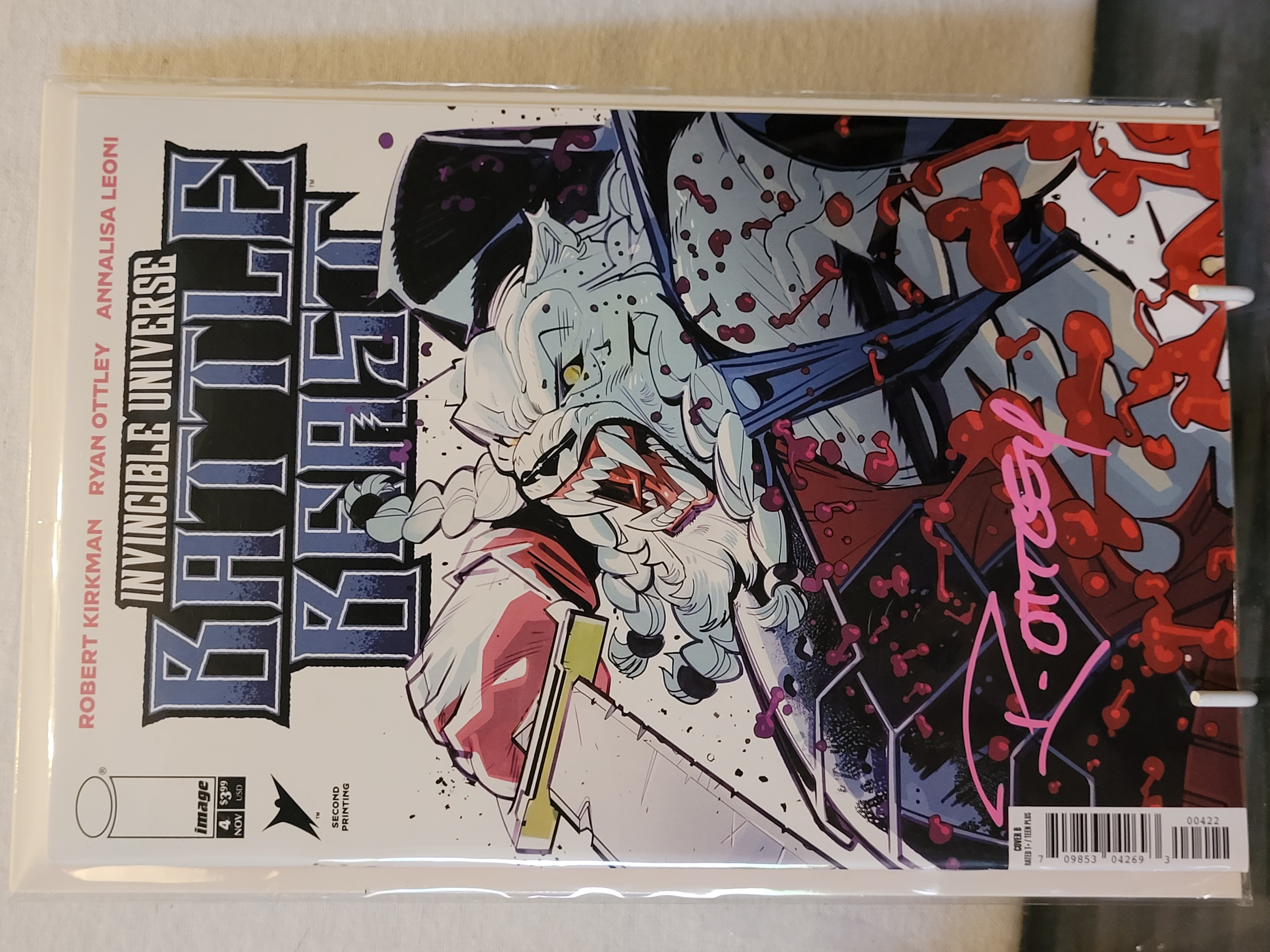 invincible universe battle beast #4 second printing signed Ryan Ottley w/coa