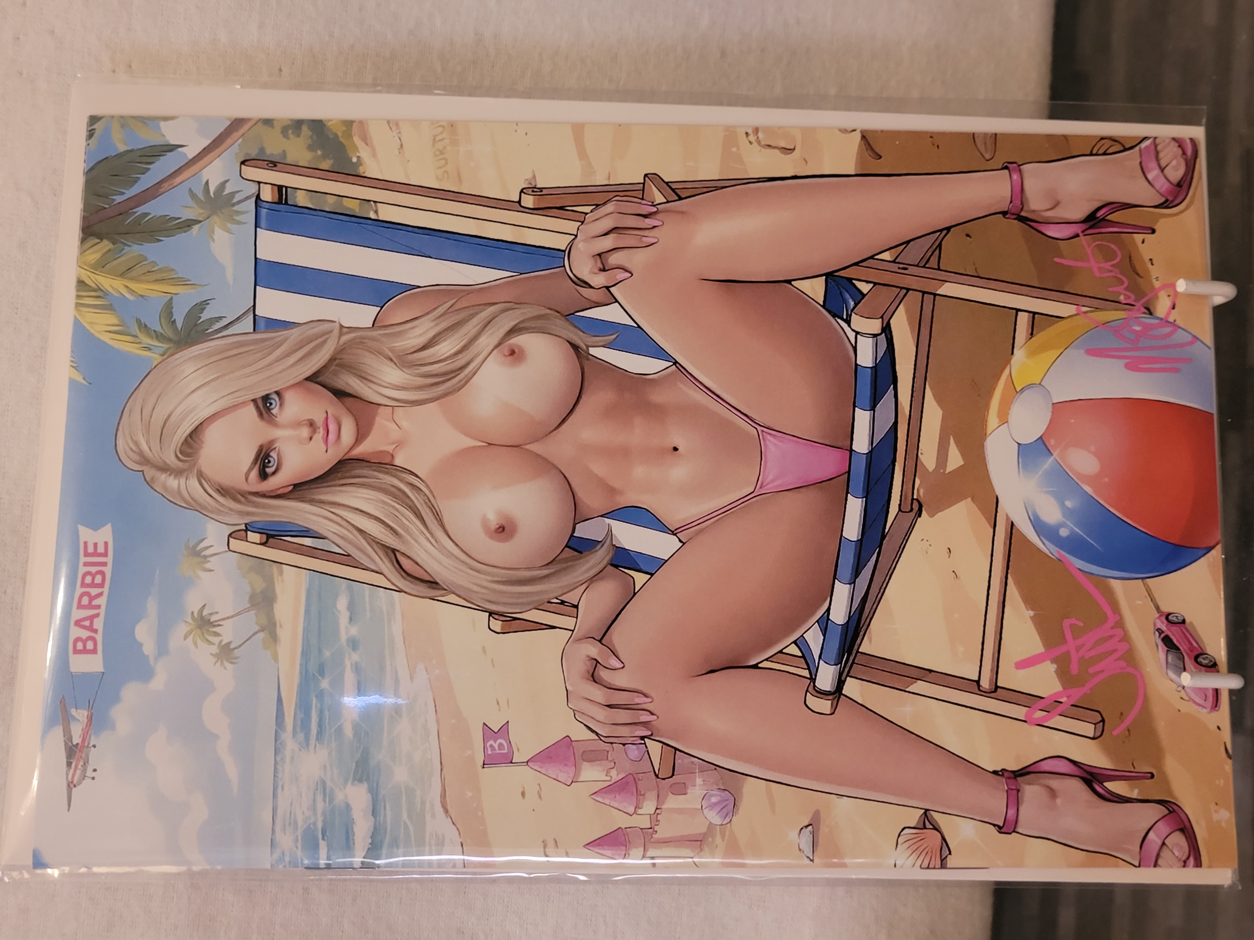 beach barbie virgin topless x2 signed w/coa