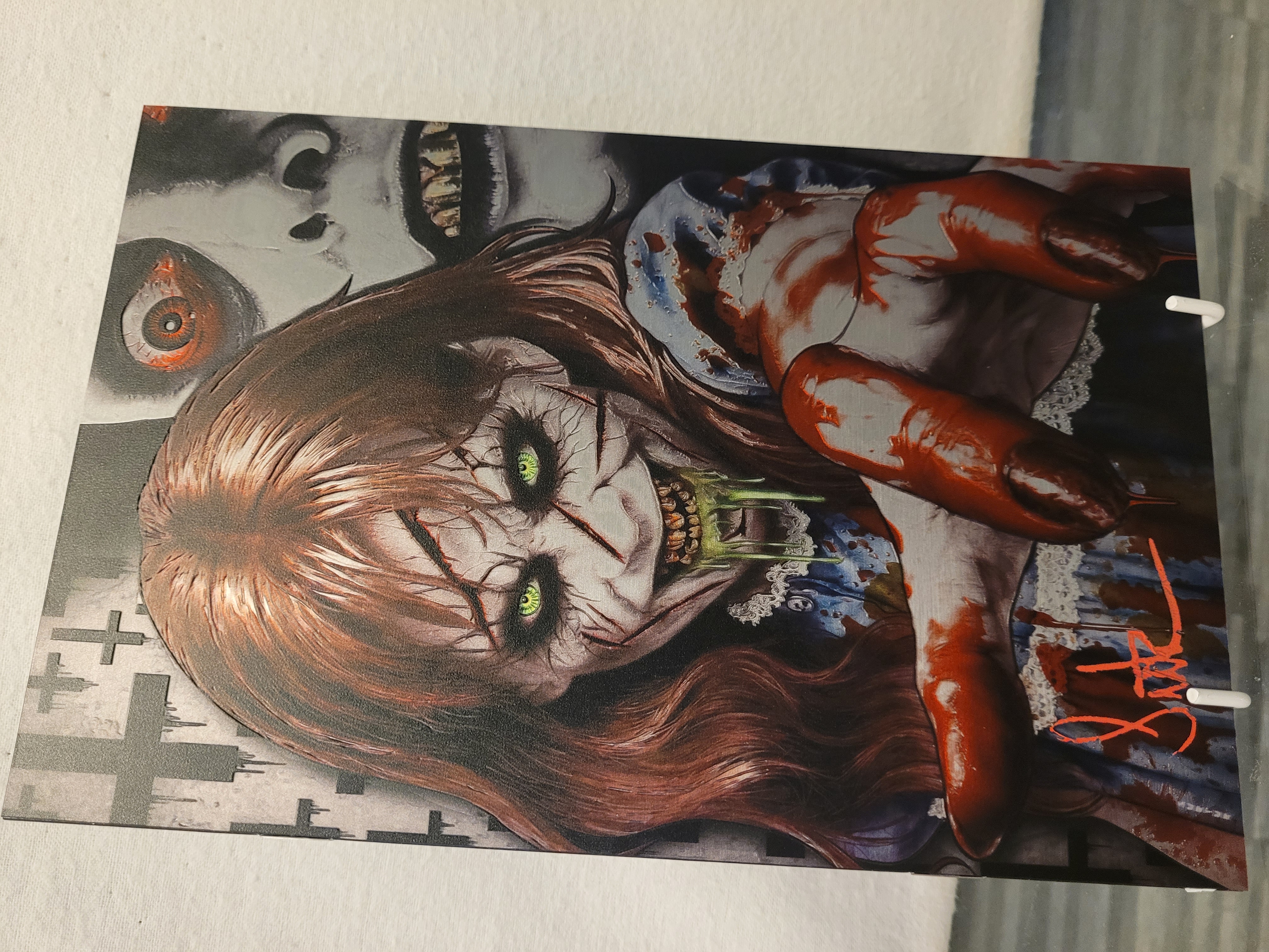 The Exorcist Virgin coloured Embossed Metal ltd 5 signed w/coa