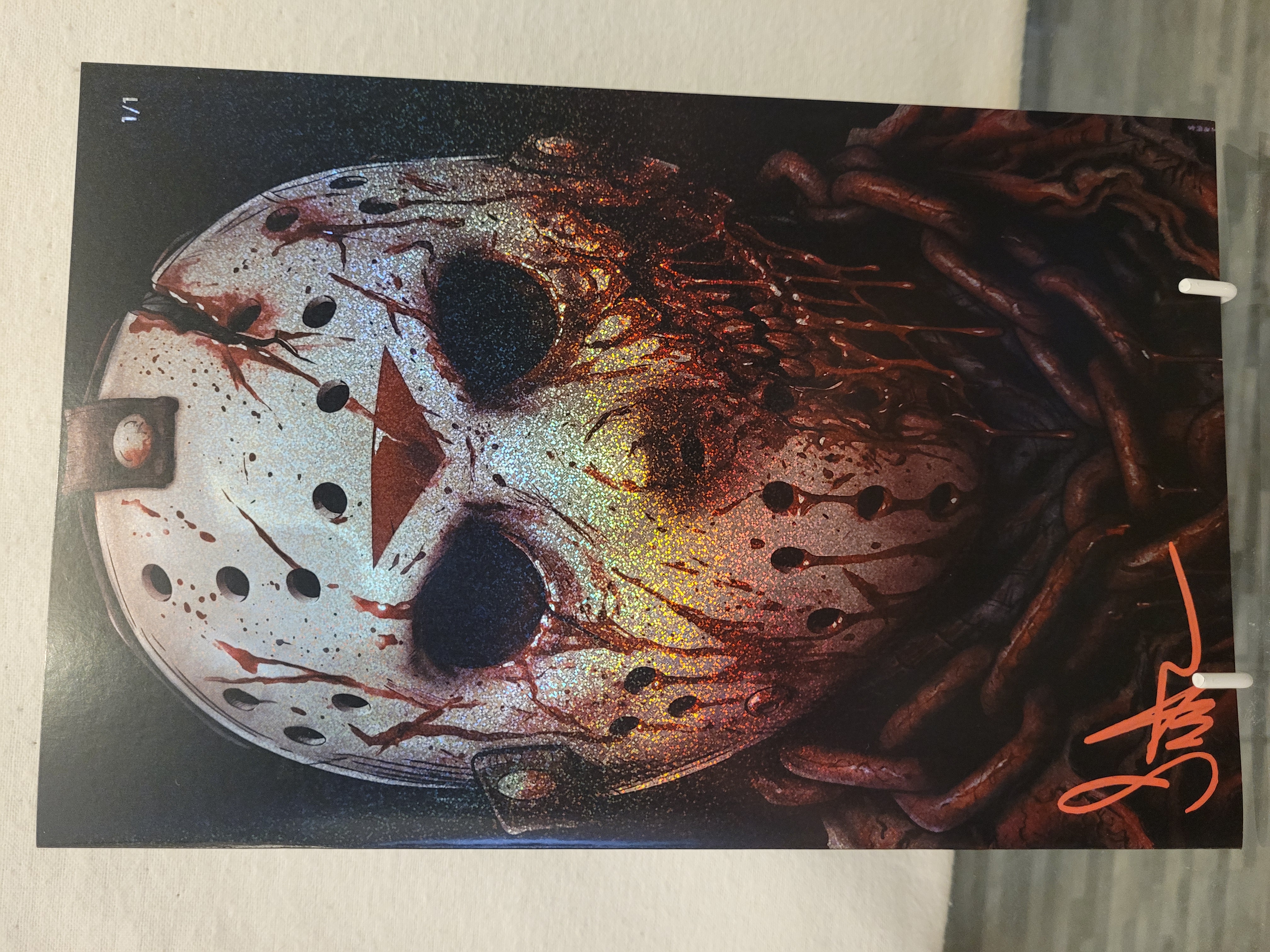 jason glitter effect zombie virgin 1/1 signed w/coa