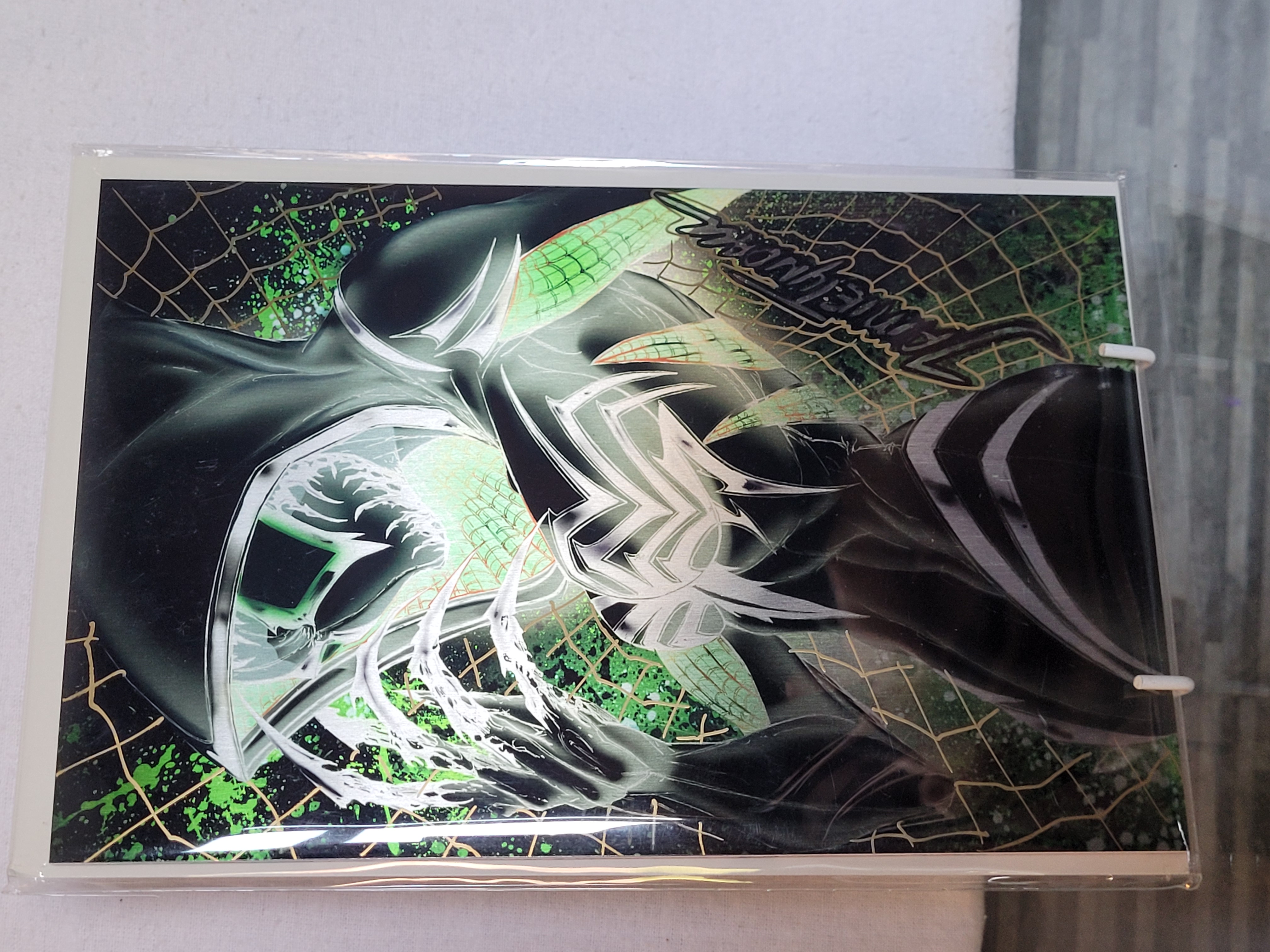 White widow #7 gwenom negative green metal remarked with custom sig by jamie tyndall W/coa