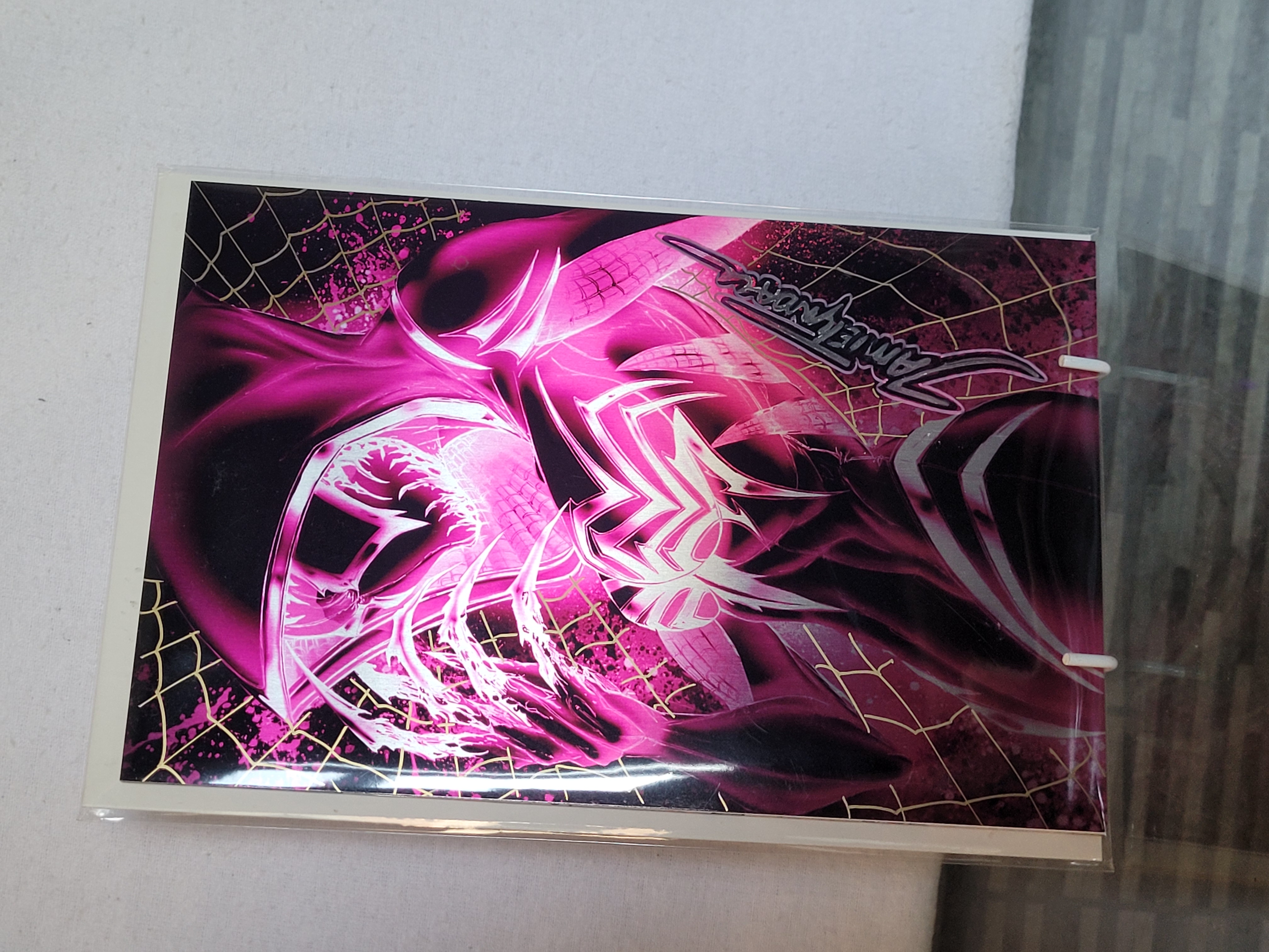 White widow #7 gwenom negative pink metal remarked with custom sig by jamie tyndall W/coa