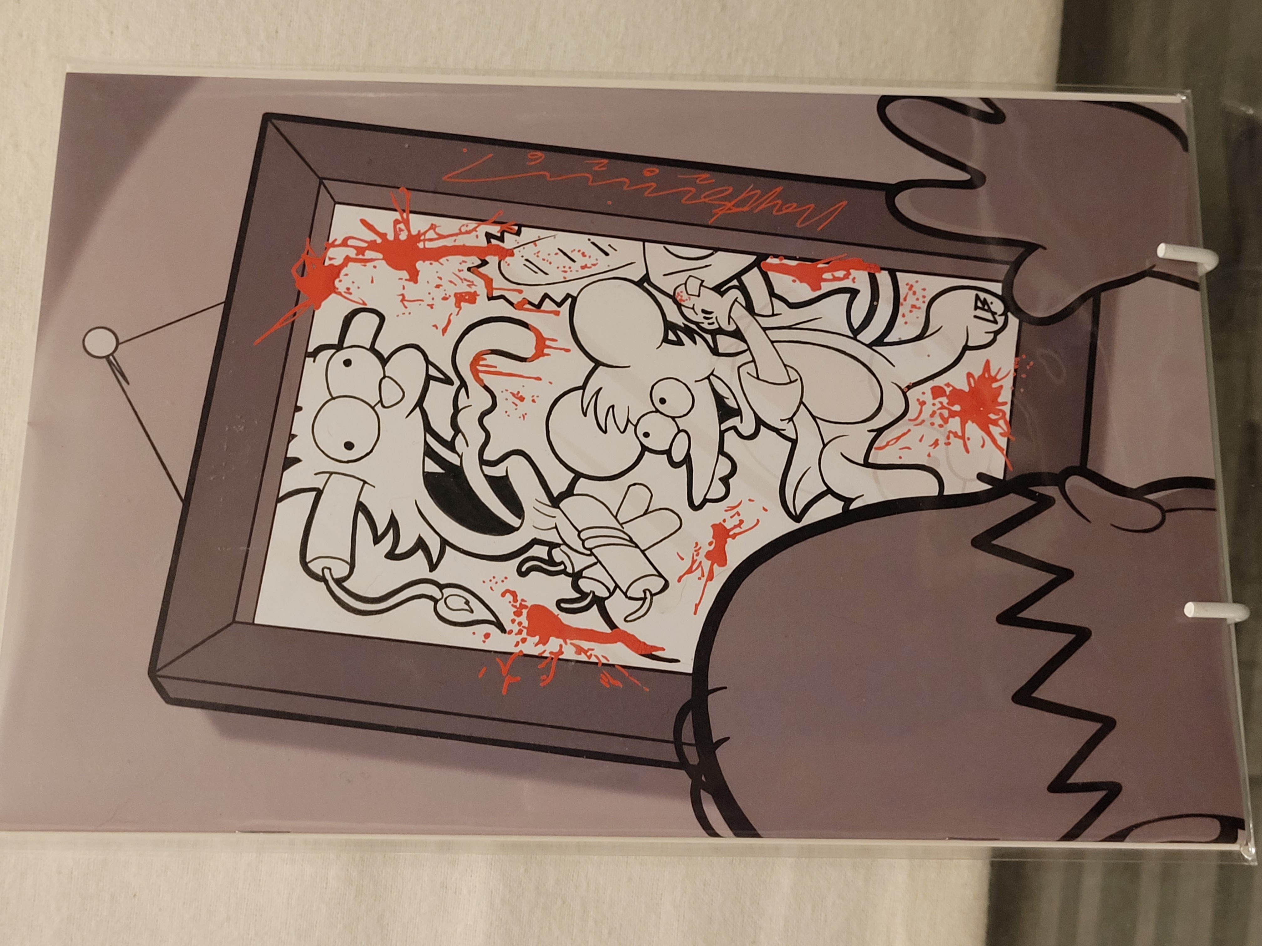 homer Simpson virgin frame original sketch itchy & scratchy by lloyd bailey signed w/coa
