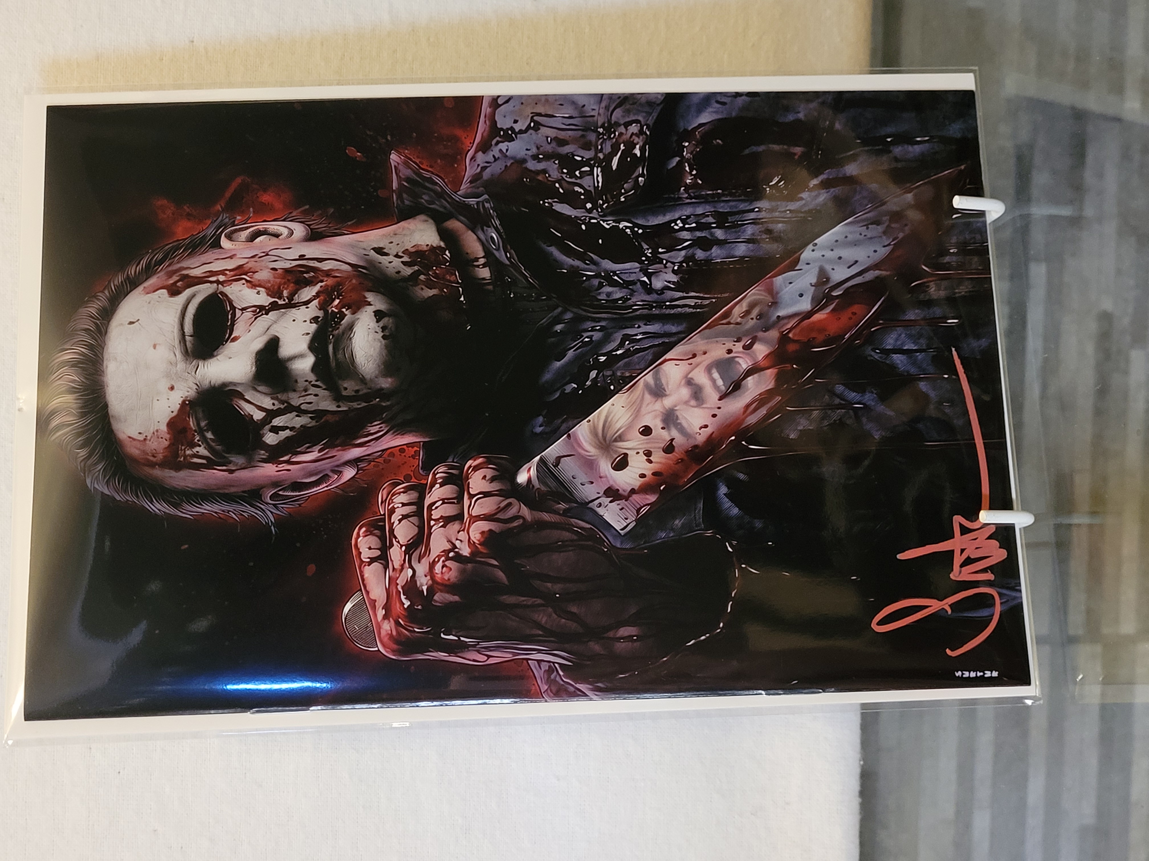 Mike myers bloody black background virgin signed w/coa