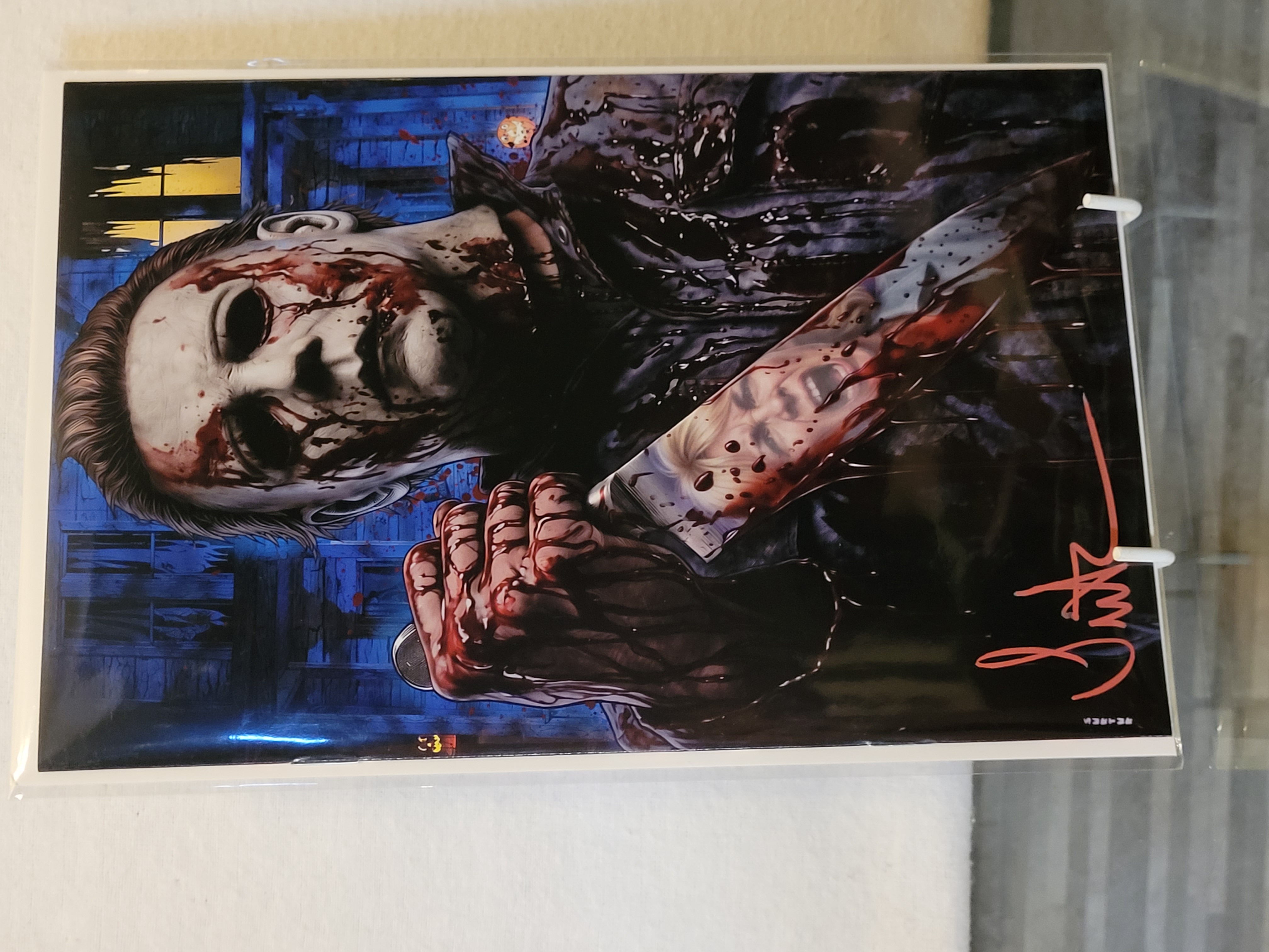 mike myers bloody virgin house background signed w/coa