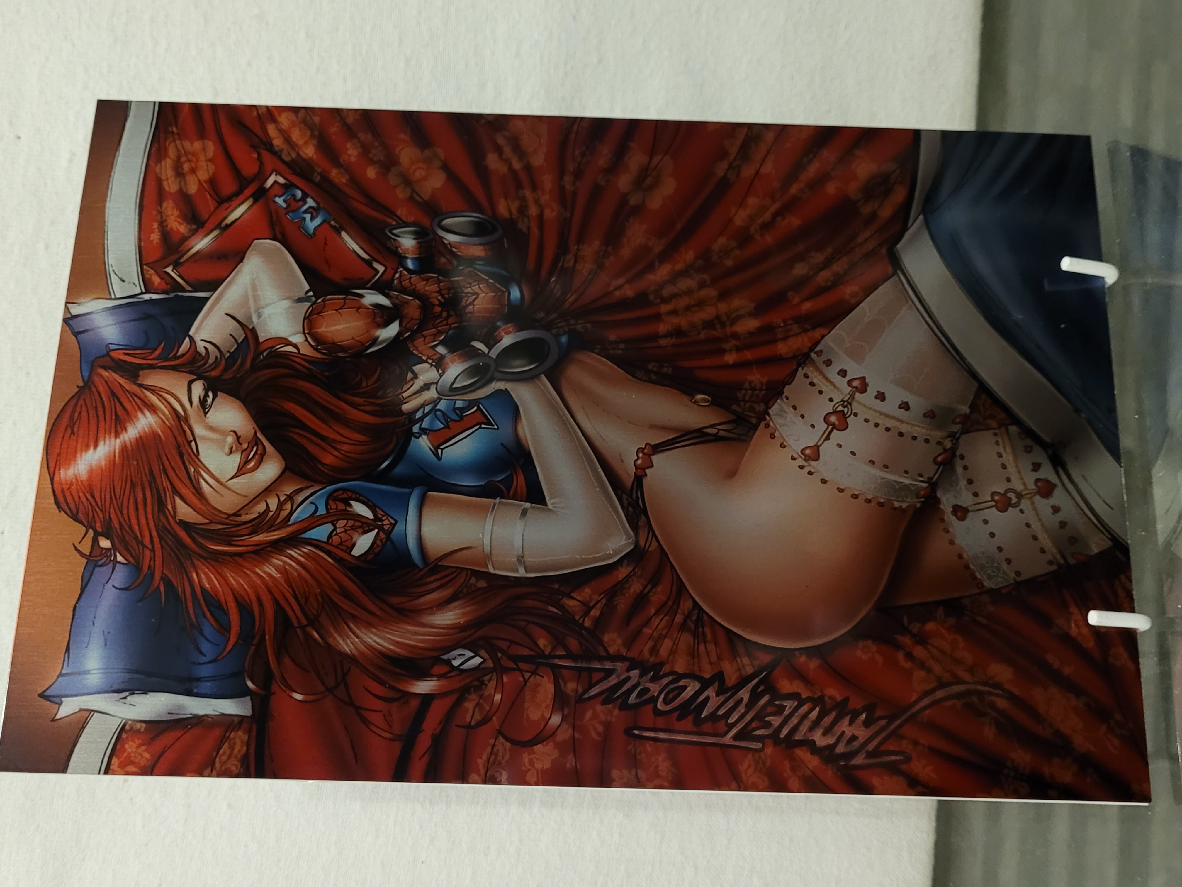 Mary jane watson marvel pin-up metal custom sig jamie tyndall w/coa