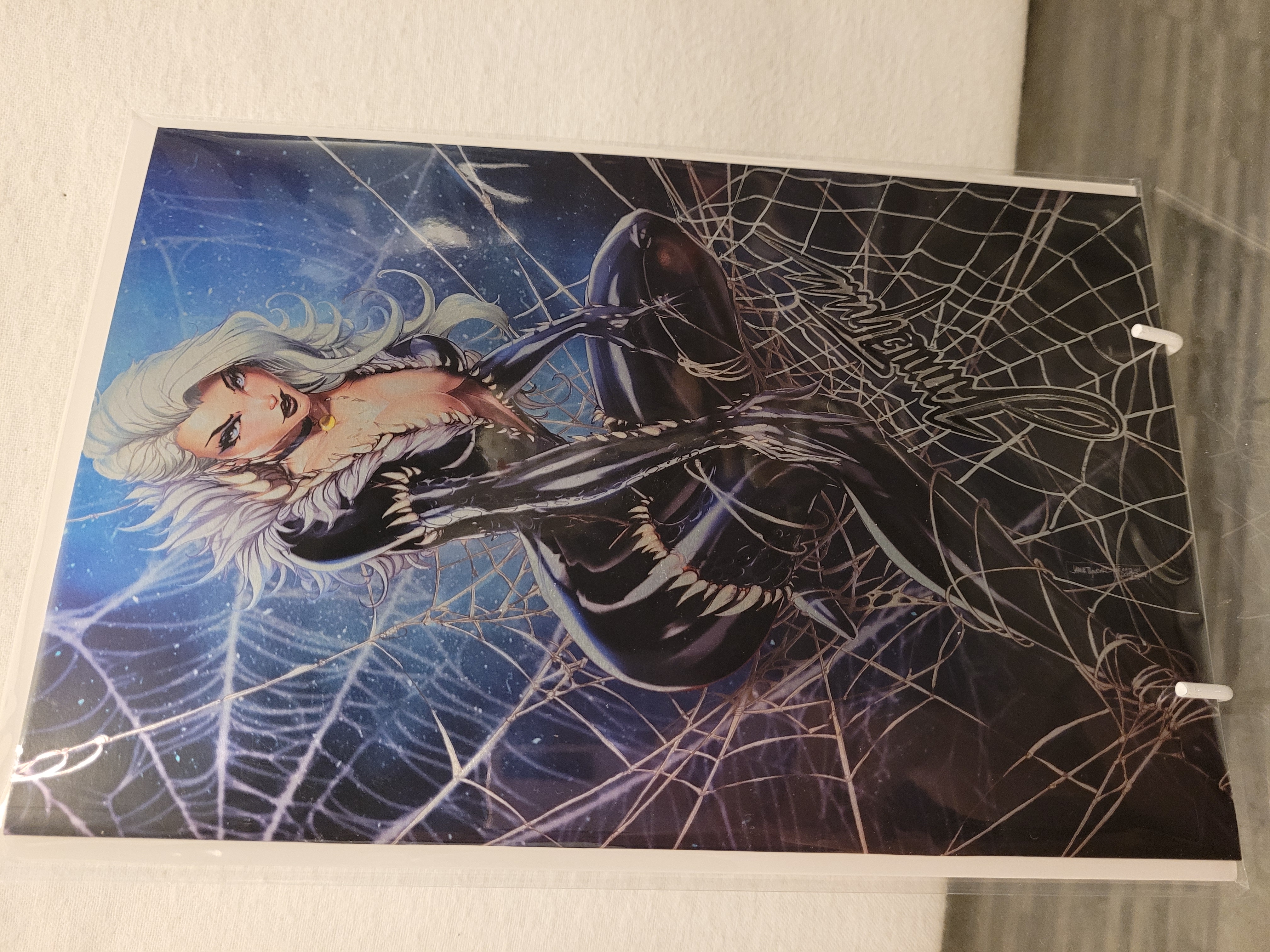 Black cat #1 sdcc foil virgin remarked with custom sig jamie tyndall w/coa