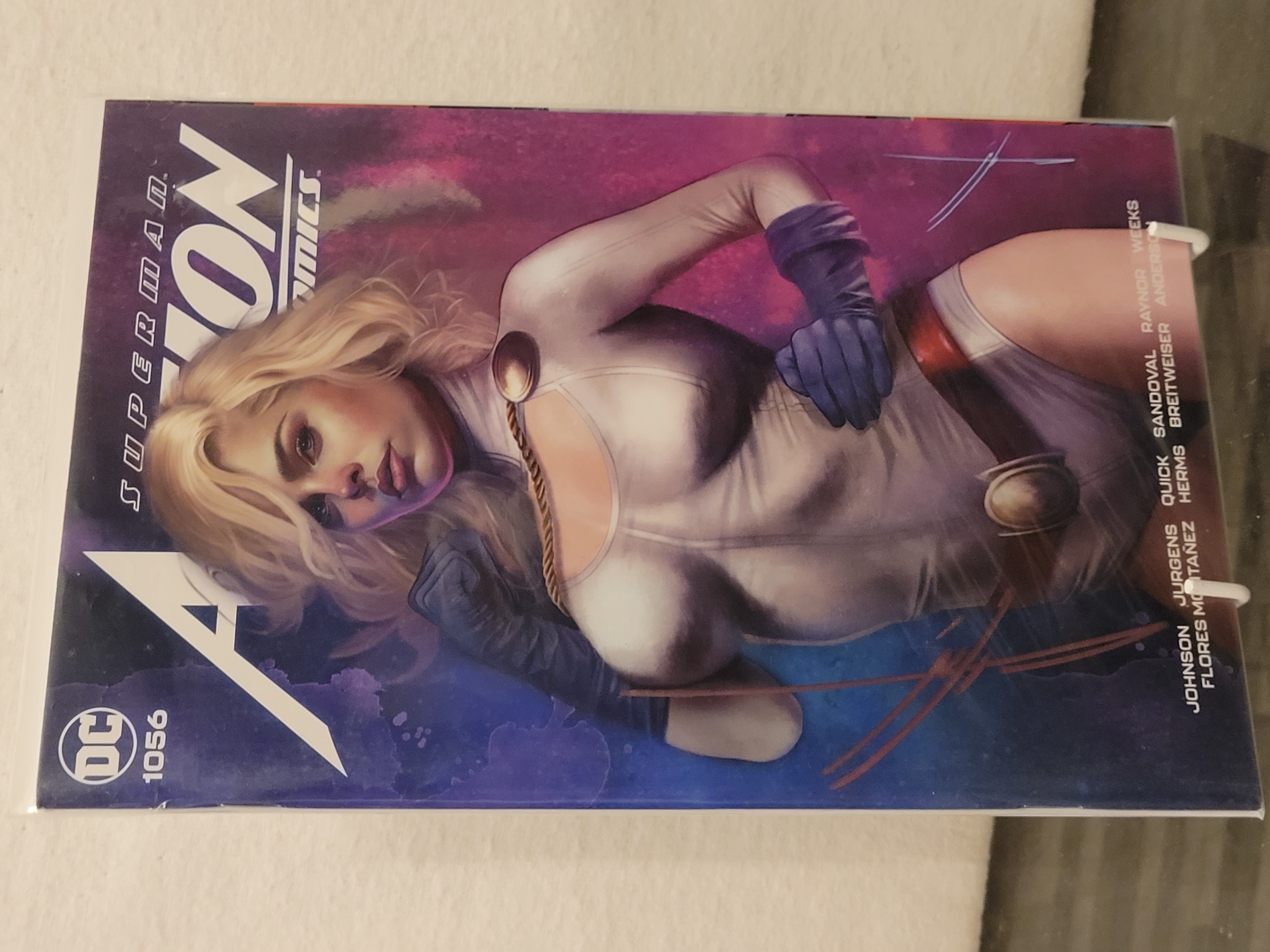 action comics #1056 exclusive power girl carla cohen trade signed w/coa